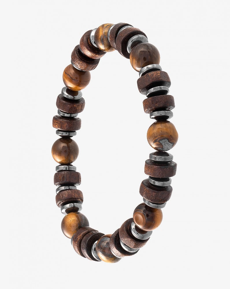 سوار معصم عين النمر  وخشب طبيعي