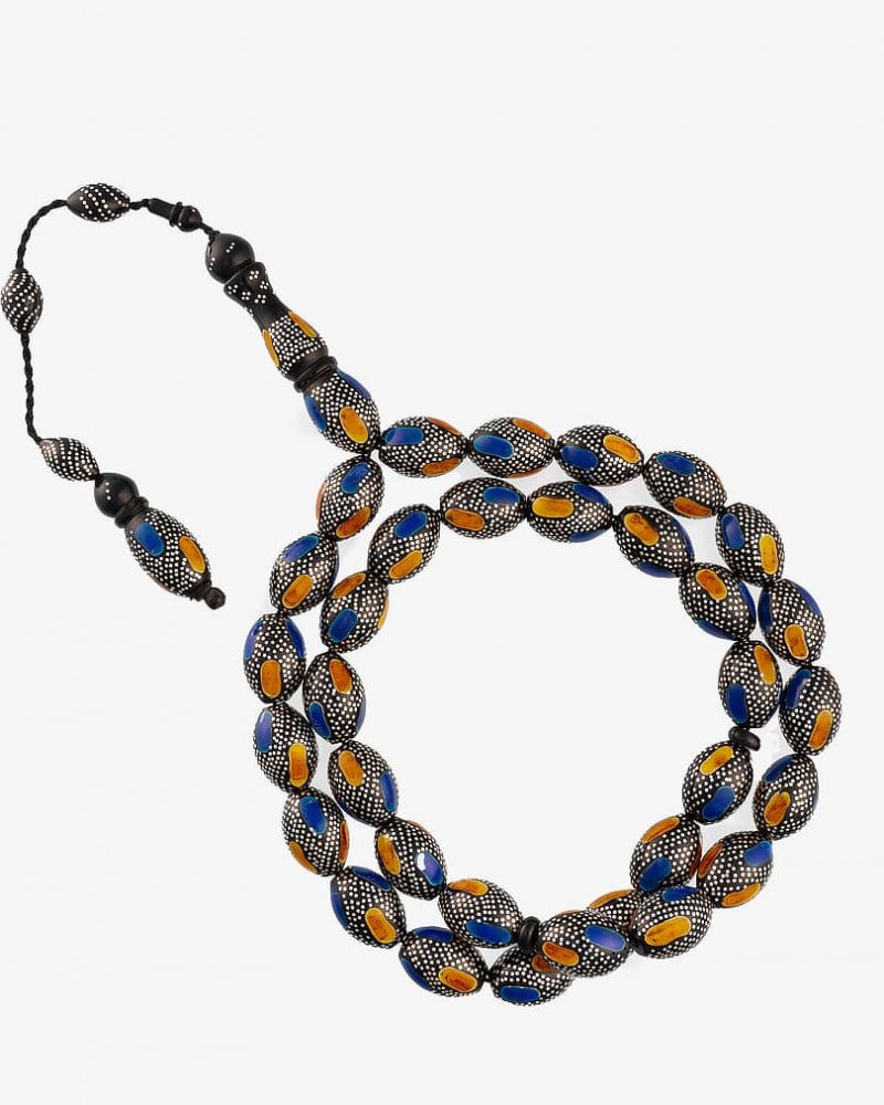 سبحة كوك حجر لابيز وتراب الكهرمان