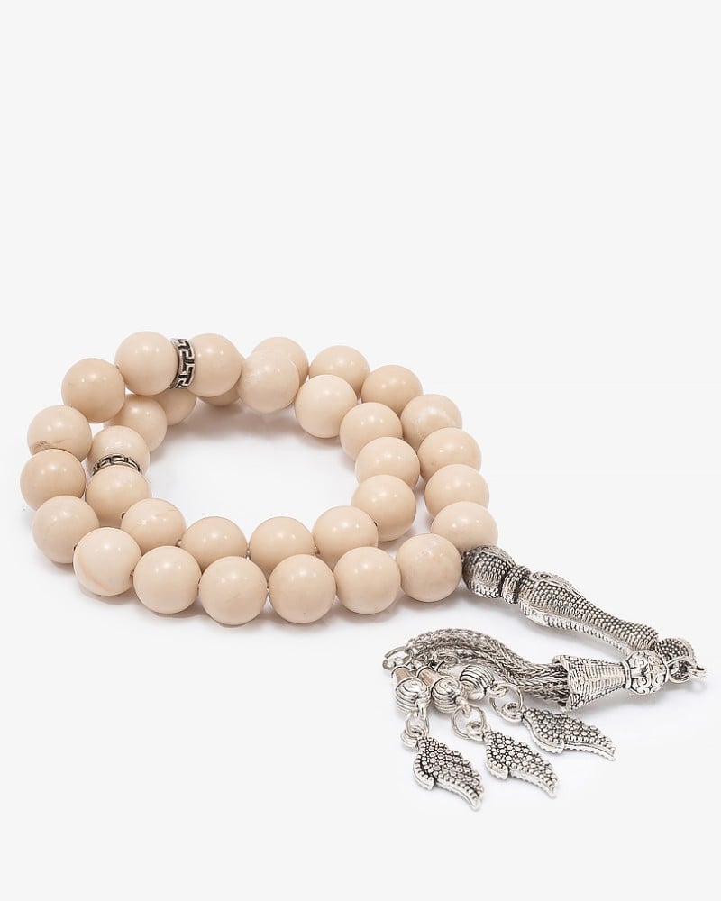 سبحة فاخرة بلون بيج حجر النهر