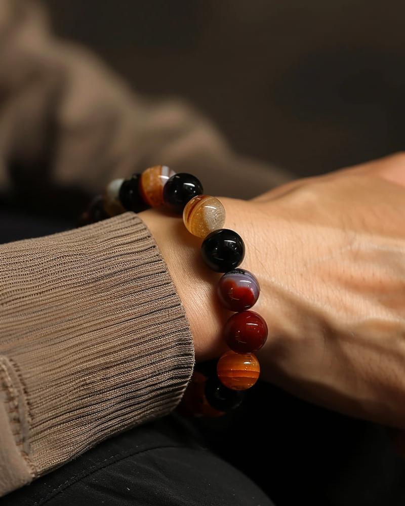 سوار حجر عقيق طبيعي بعروق