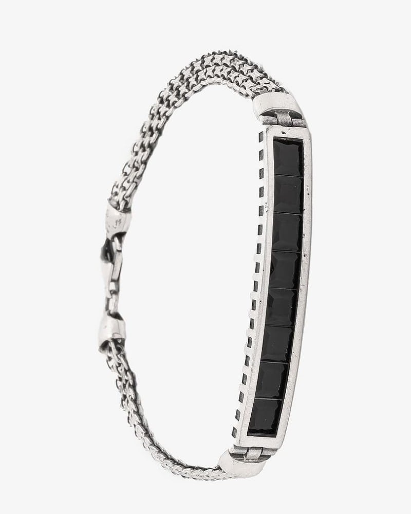 سوار معصم شبابي فضة مزين بحجر اونكس