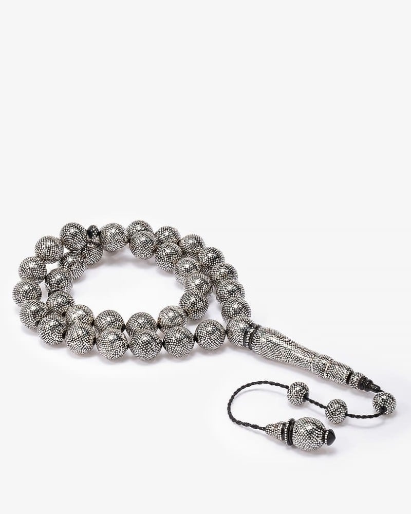 سبحة كوك طبيعي مرصعة بالفضة الخالصة