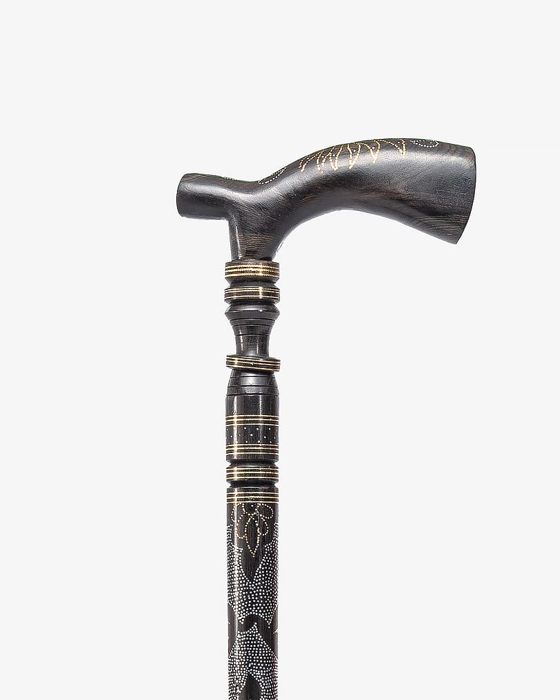 عصا عكاز منقوش خشب ايبانوس طبيعي