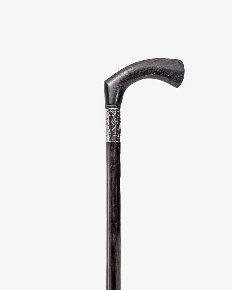 عصا عكاز خشب ايبانوس طبيعي فاخر