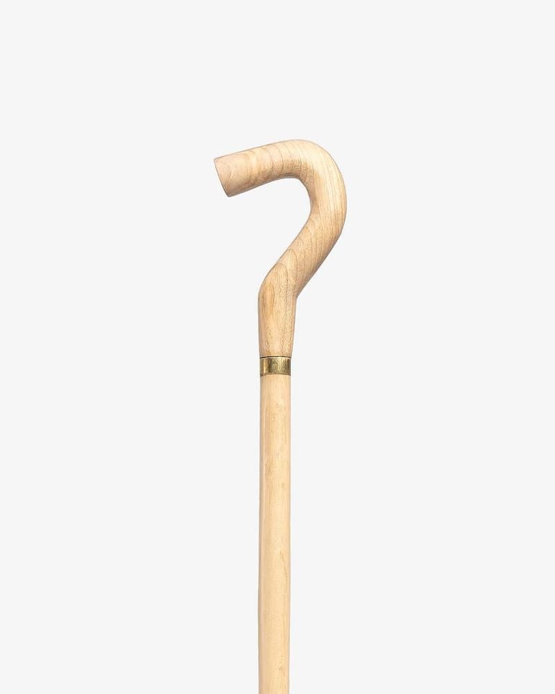 عصا عكاز مقبض مقوس خشب اللوز الطبيعي