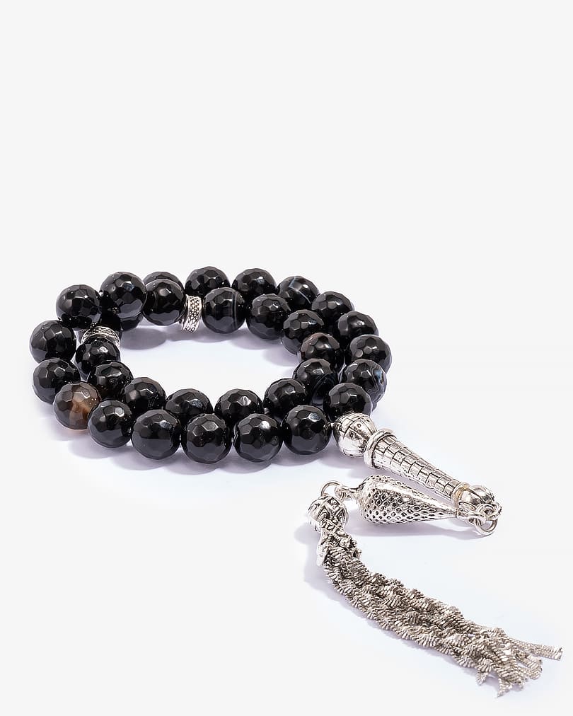 Agate stone rosary with veins ROS8096BK