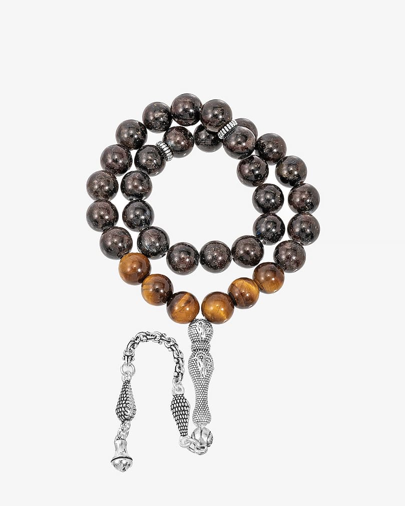 Natural astrophyllite and tiger's eye stone rosary ROS8135MC