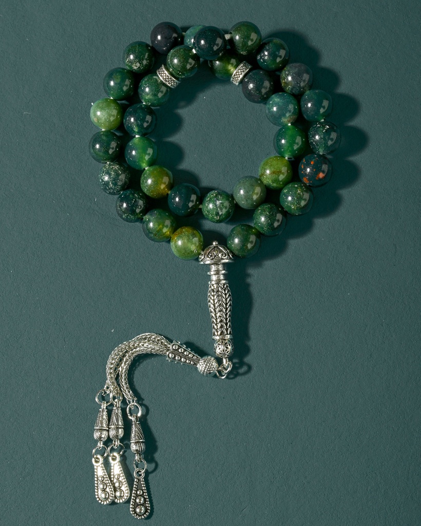 Natural Green Agate Stone Rosary ROS8141GN