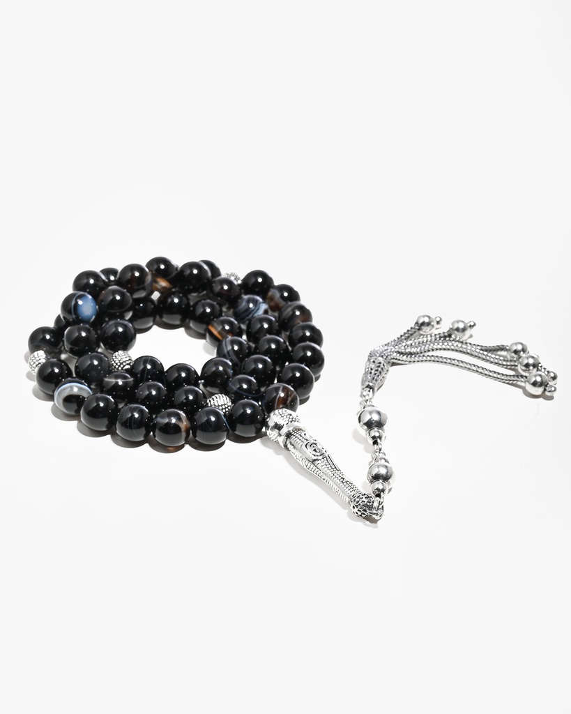 Black Agate Veined Rosary ROS5493BK
