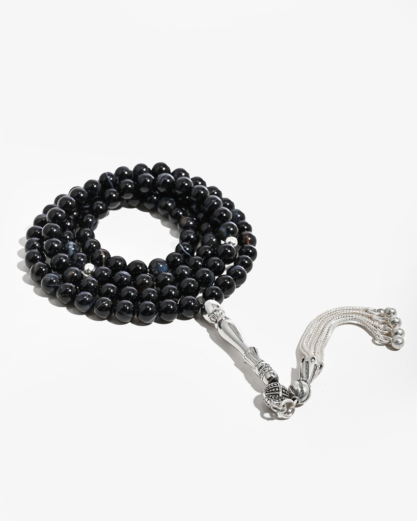 Black Agate Rosary with Veins ROS5500BK