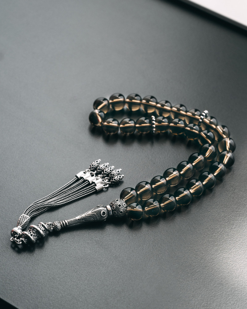 سبحة فضة كوارتز دخاني