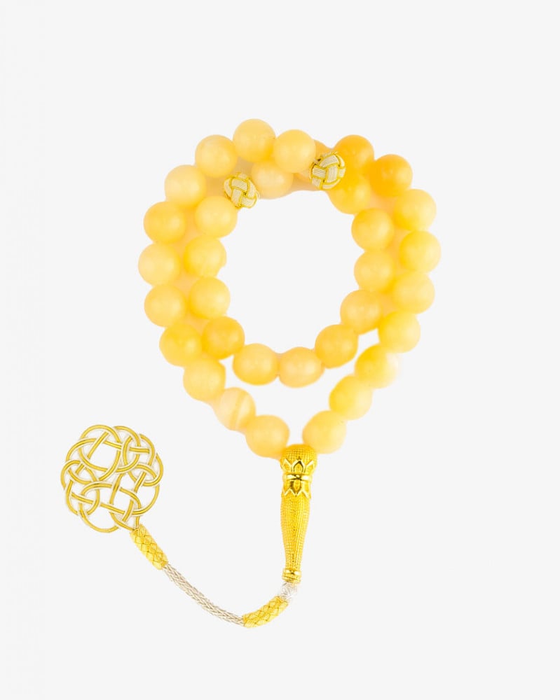 سبحة حجر جاد الاصفر