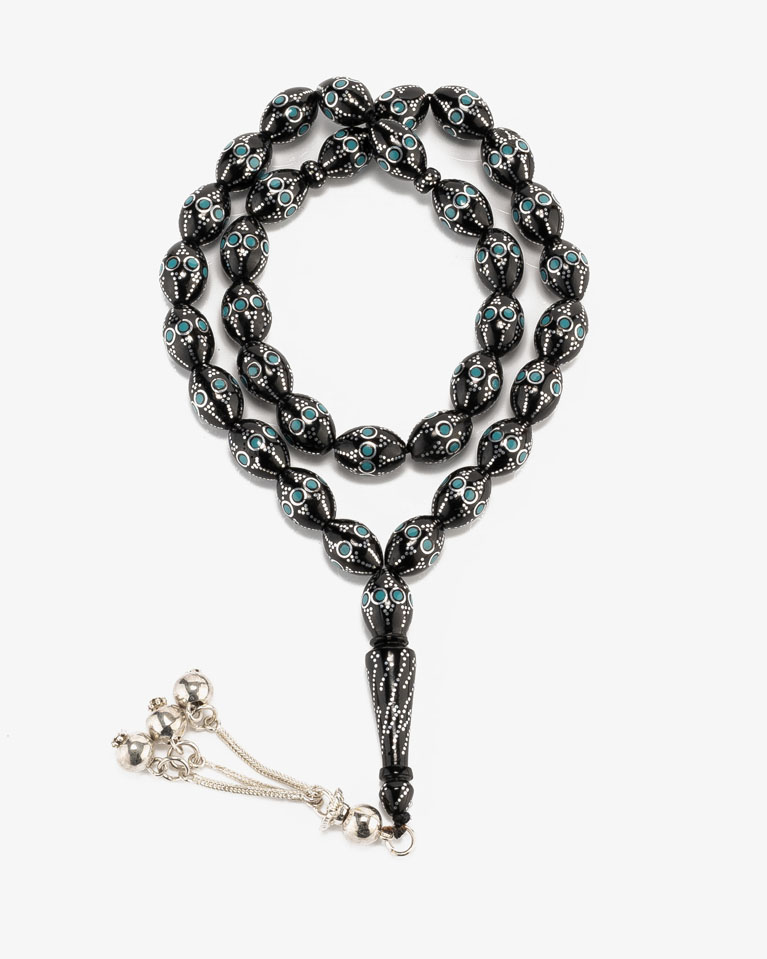 COOK WOOD SILVER ROSARY ROS427BK