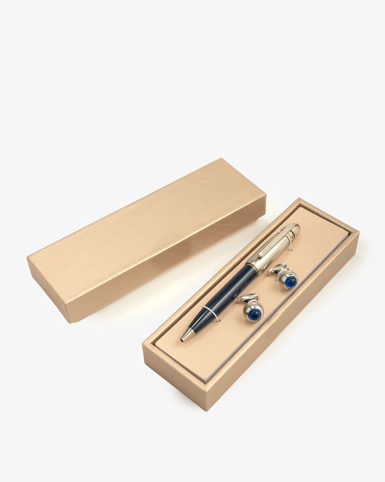 Pen & Cufflink sliver Set SEMPEN025BL