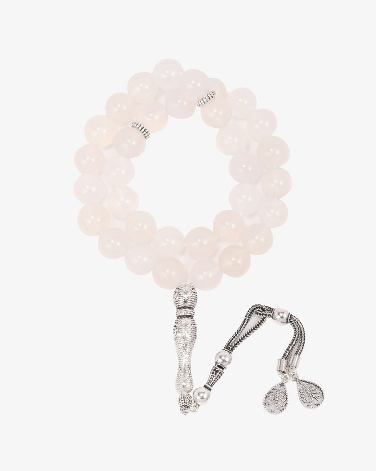 AGATE WHITE ROSARY ROS243WH