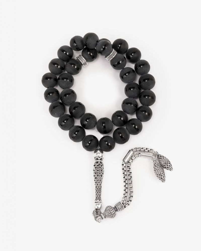 سبحة فضة عقيق مقلم مطفي