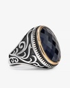 Agate blue silver men ring RING010BL