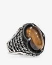 Tiger Eye Stone Silver Men Ring RING023BN