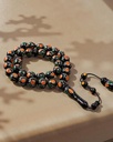 Amber-like and malachite-inlaid Kok rosary in silver ROS5414MC