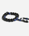 Natural Black Yusr 33-Bead Rosary with 925 Silver and Lapis Lazuli